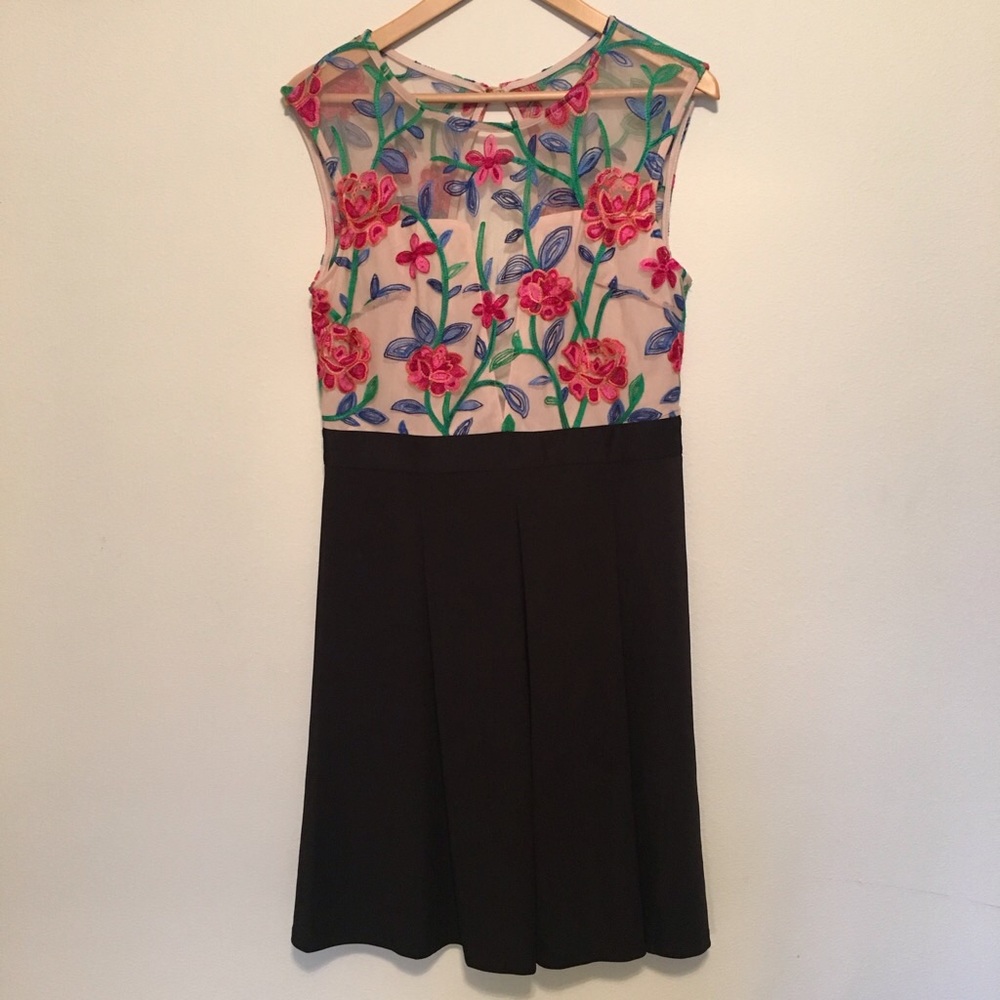 Brand new never worn black and floral detail dress